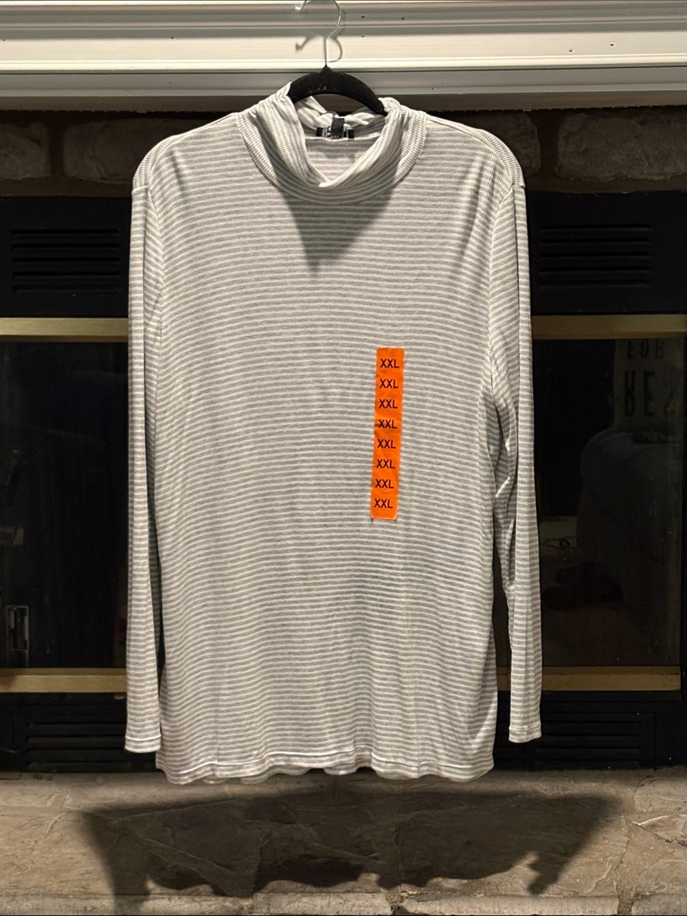 Jones New York Lightweight Striped Long-Sleeve Turtleneck - Gray & White